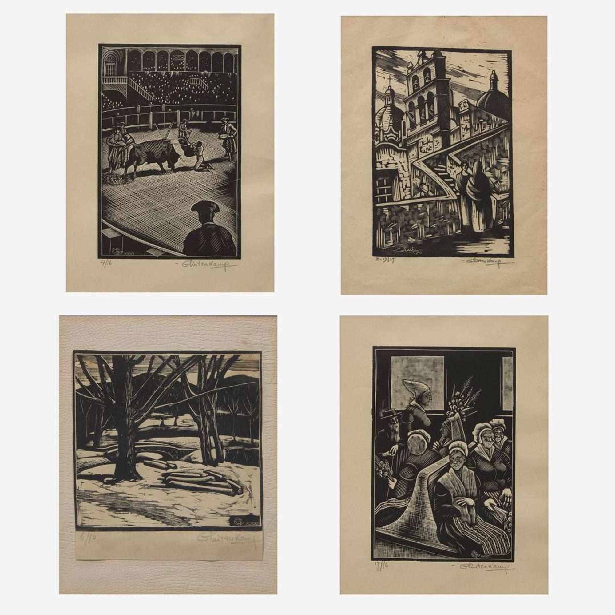 Henrik Glintenkamp (American, 1887-1946) A group of Four (4) Woodcuts