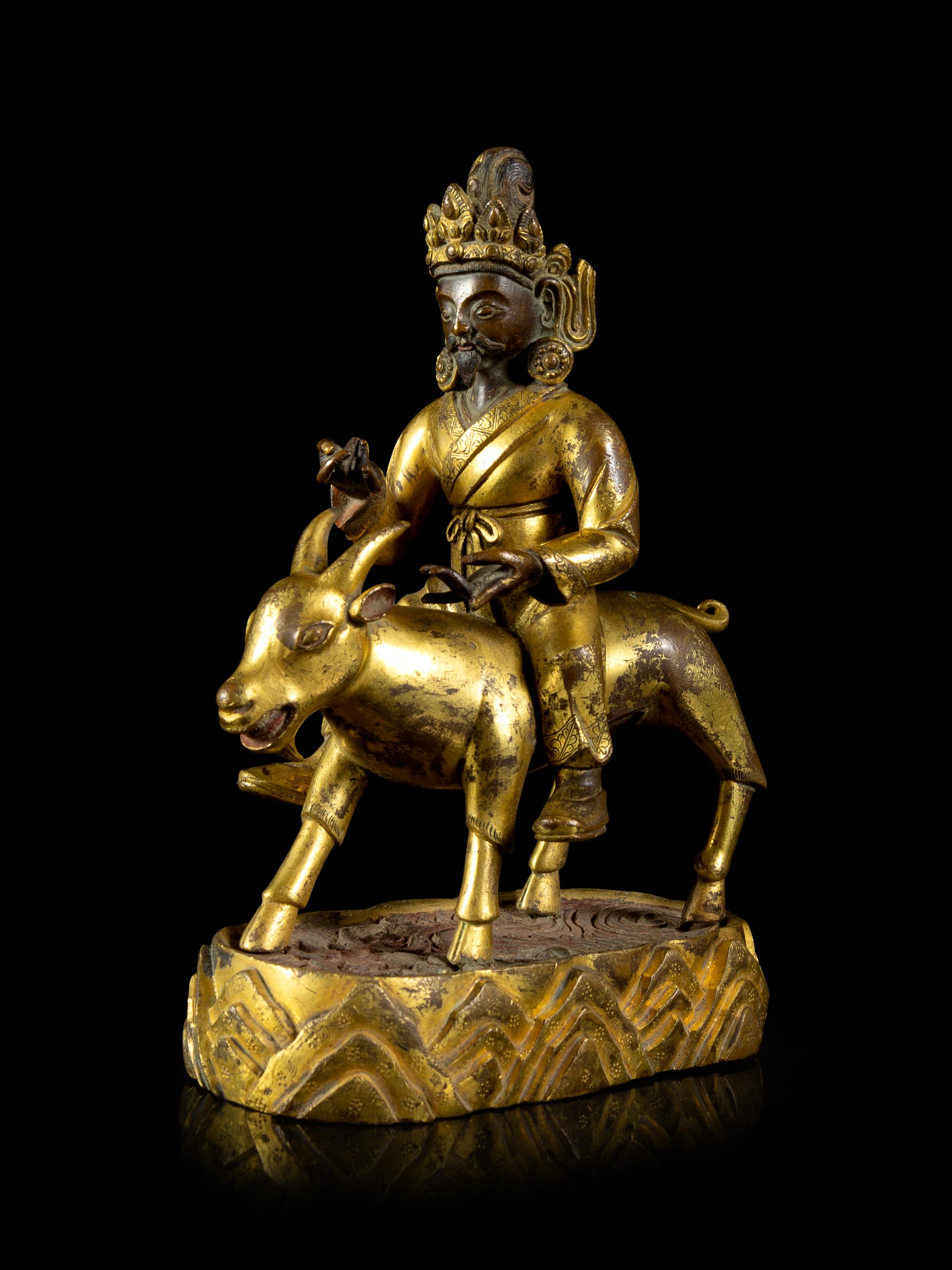 A Sino-Tibetan Gilt Bronze Figure of Garwa Nagpo