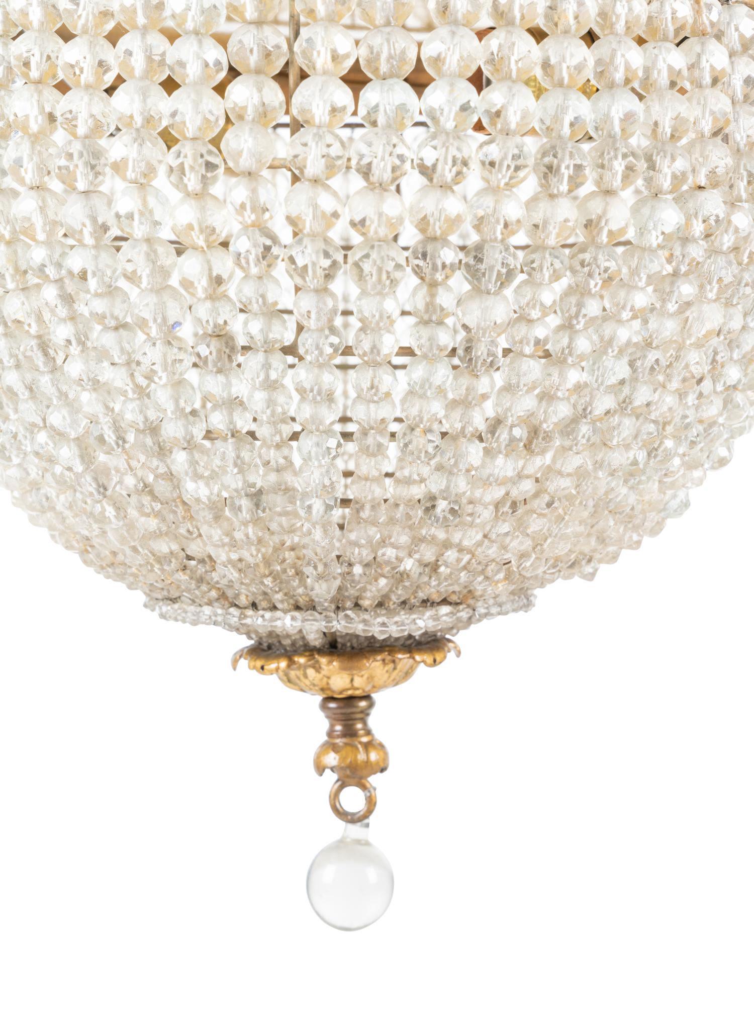 A French Gilt Metal and Glass Flush Mount Fixture