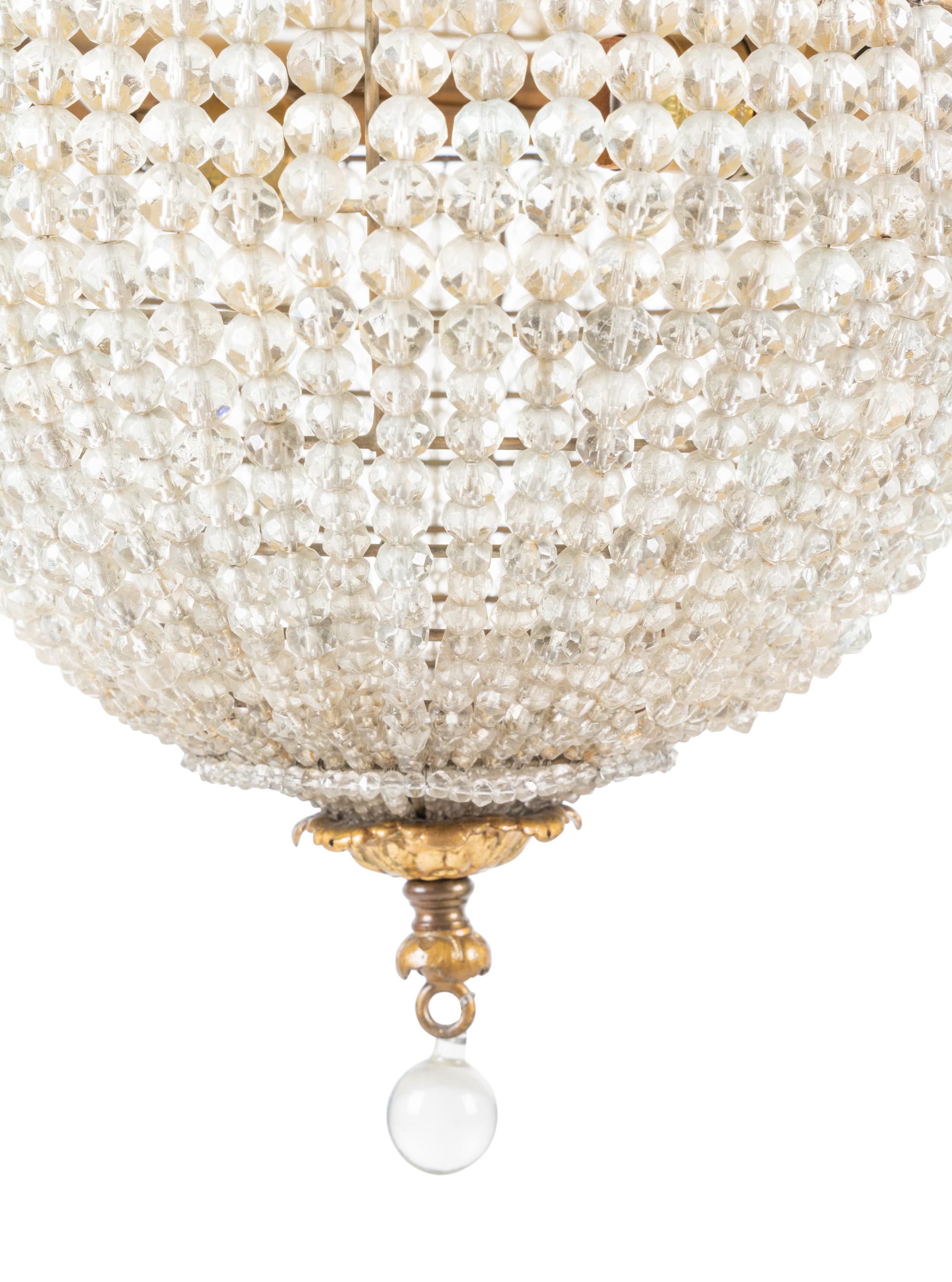 A French Gilt Metal and Glass Flush Mount Fixture
