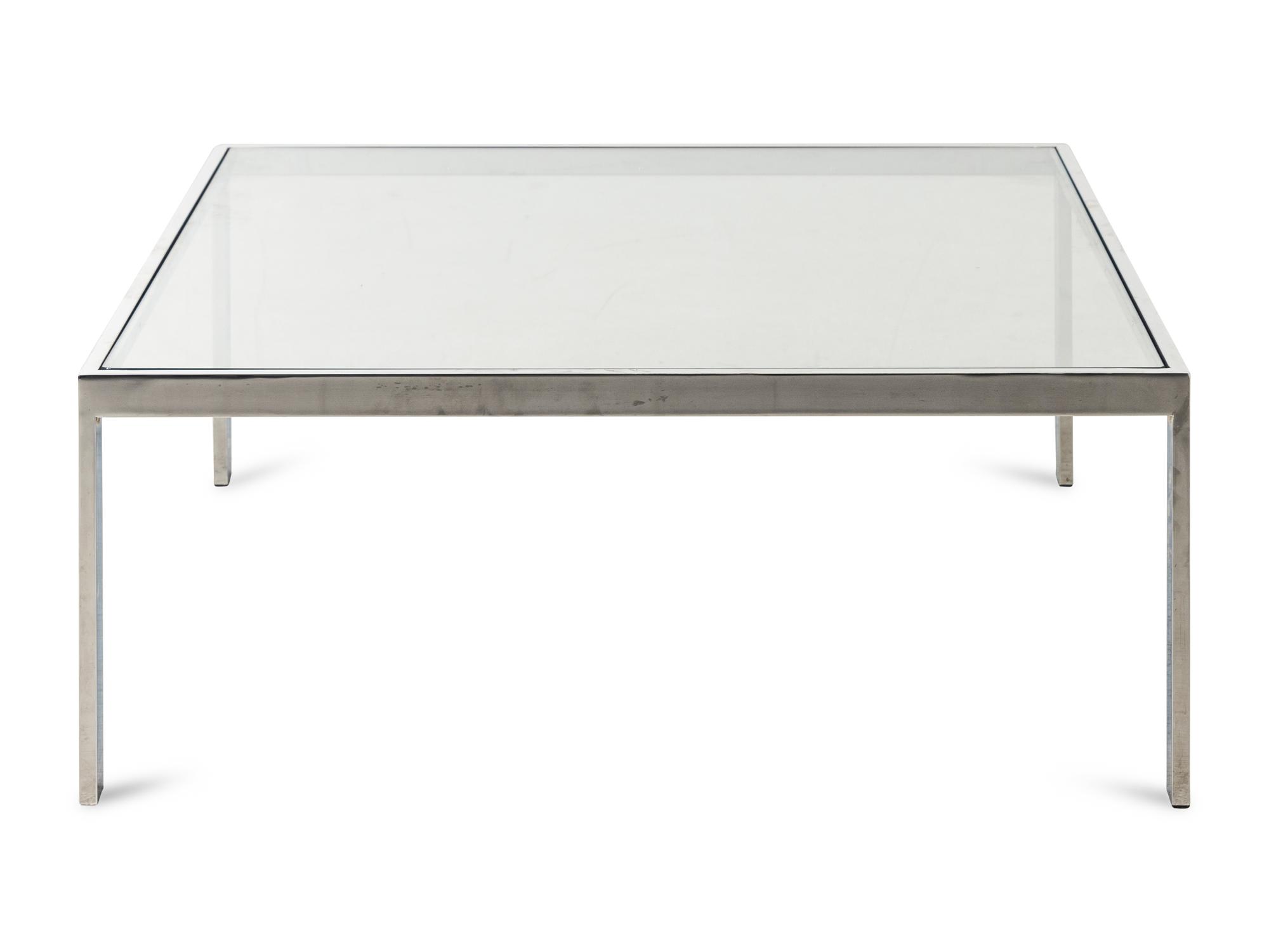 A Modernist Chrome and Glass Low Table