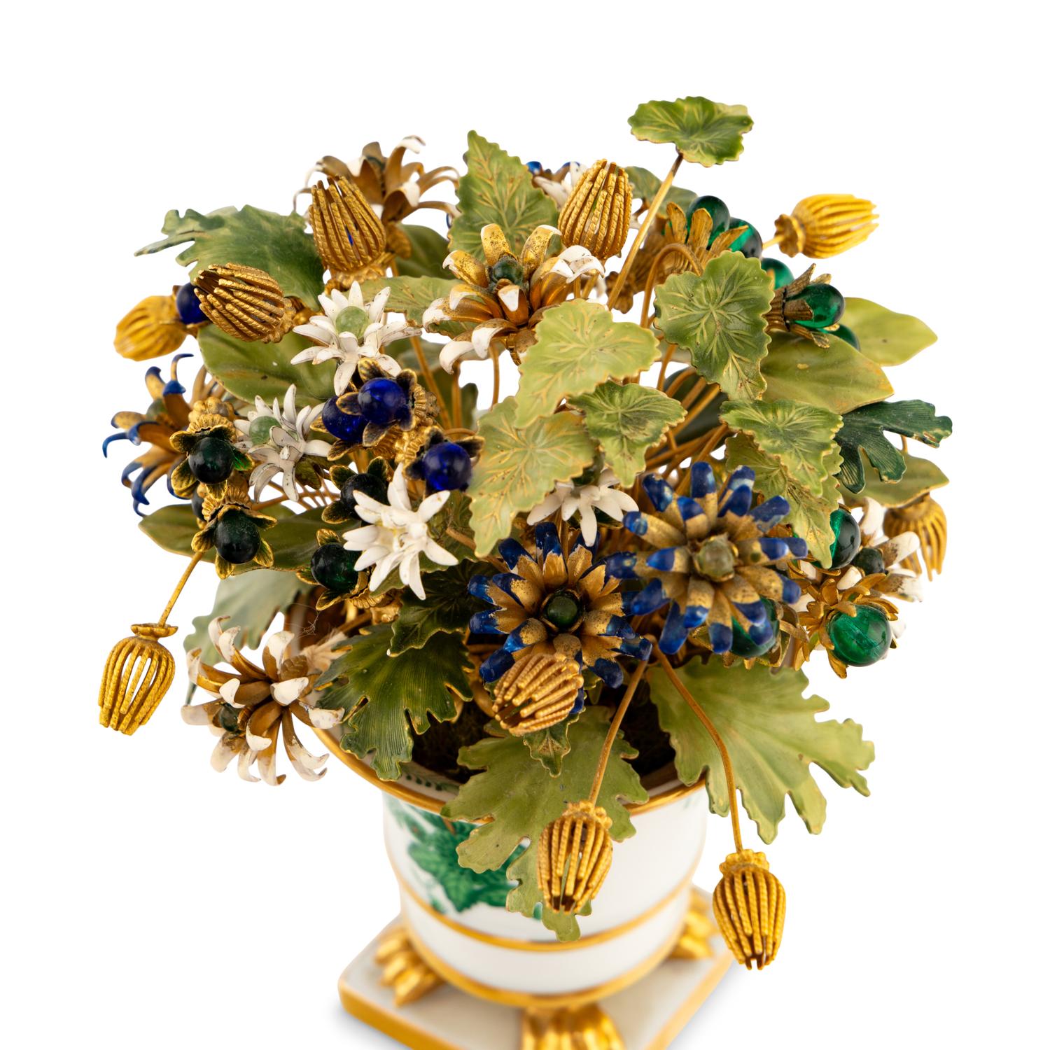 A Group of Six Tole Floral Models