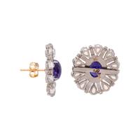 TANZANITE, MOONSTONE AND DIAMOND EARRINGS
