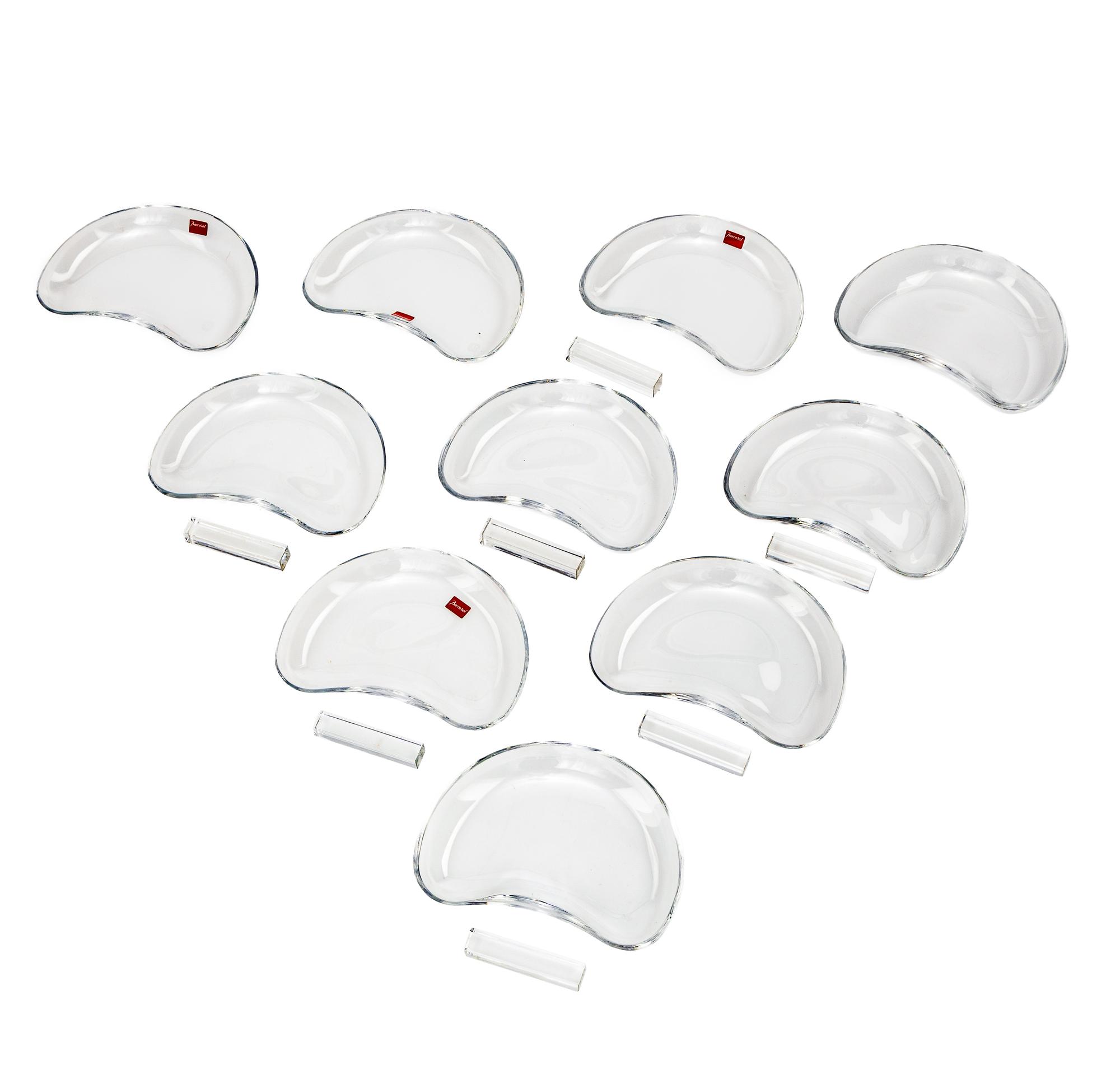 A Set of Ten Baccarat Glass Crescent Plates