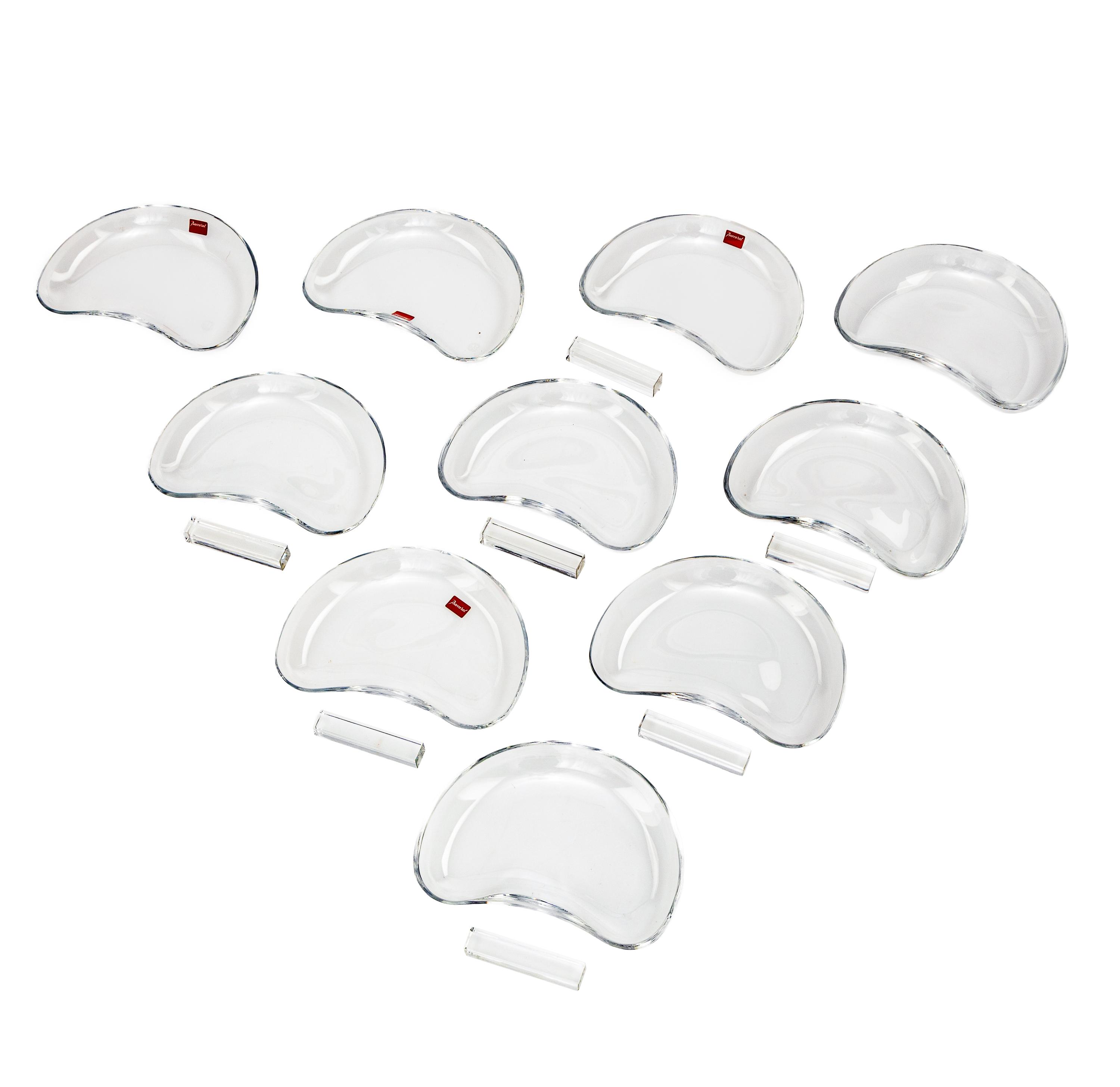 A Set of Ten Baccarat Glass Crescent Plates