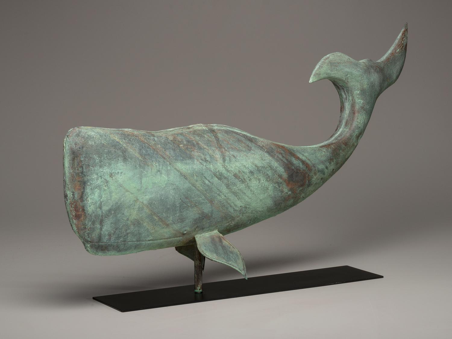 A Molded Copper Whale-Form Weathervane