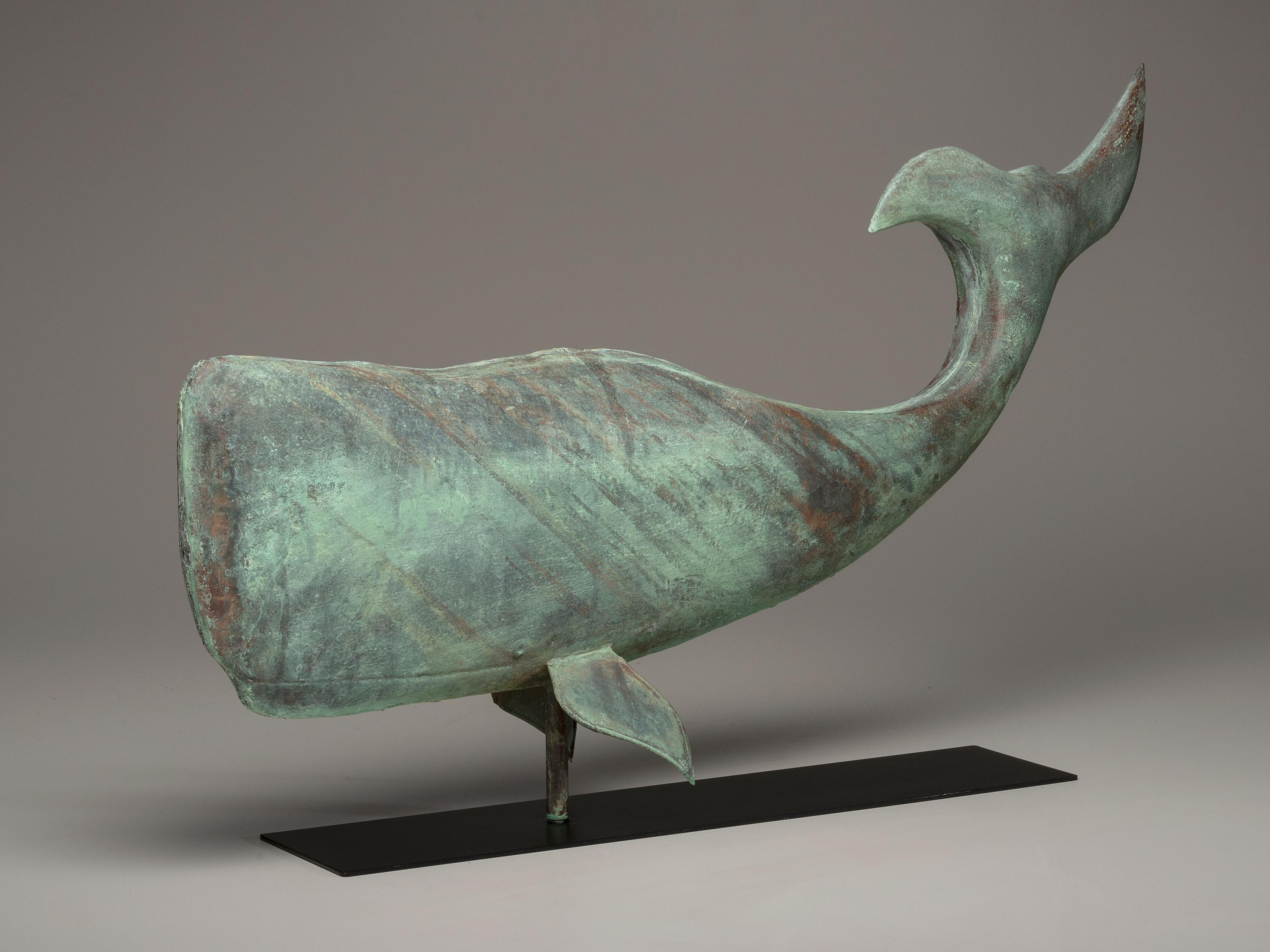 A Molded Copper Whale-Form Weathervane