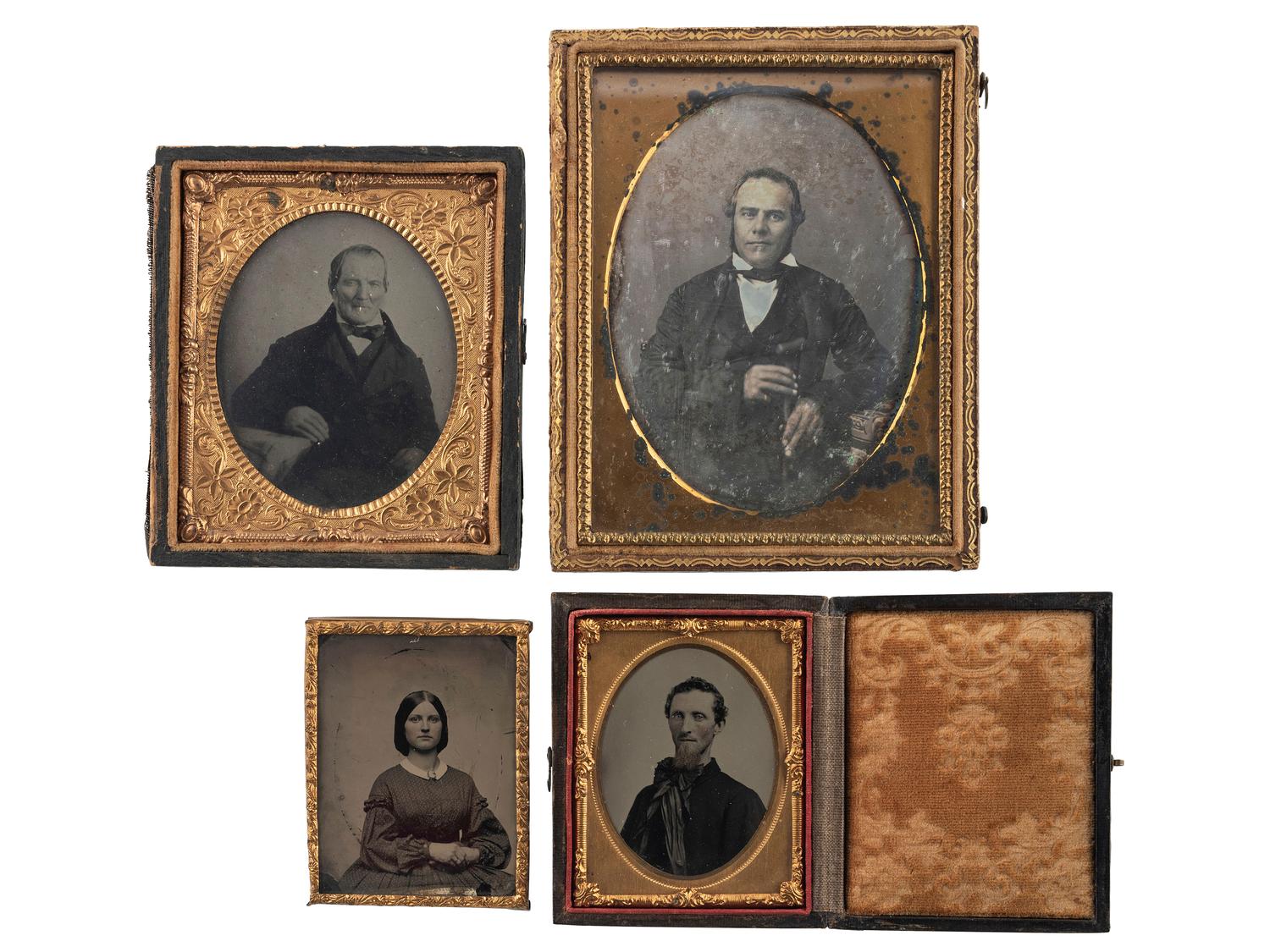 [EARLY PHOTOGRAPHY]. A group of 4 cased images, highlighted by quarter plate daguerreotype of gentleman by G.S. Cook, Charleston, South Carolina.