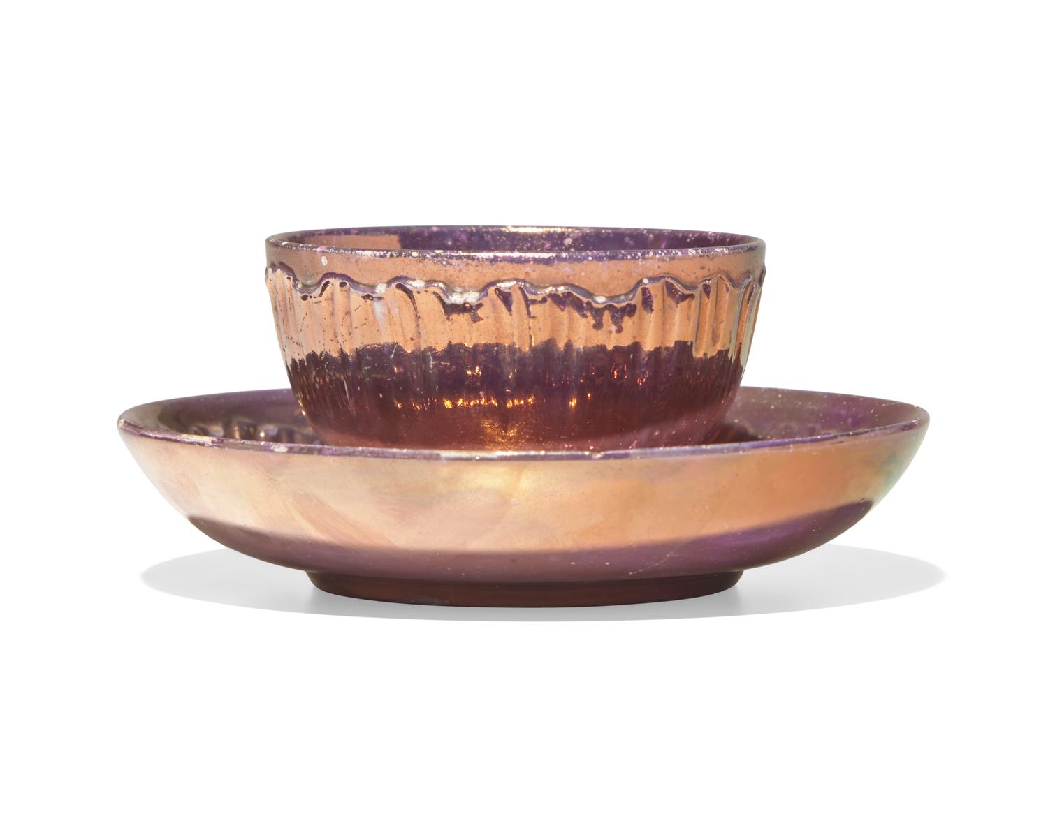 A Rare Wedgwood Copper Lustreware Porcelain Cup And Saucer