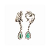 EMERALD, DIAMOND, AND PLATINUM EARRINGS
