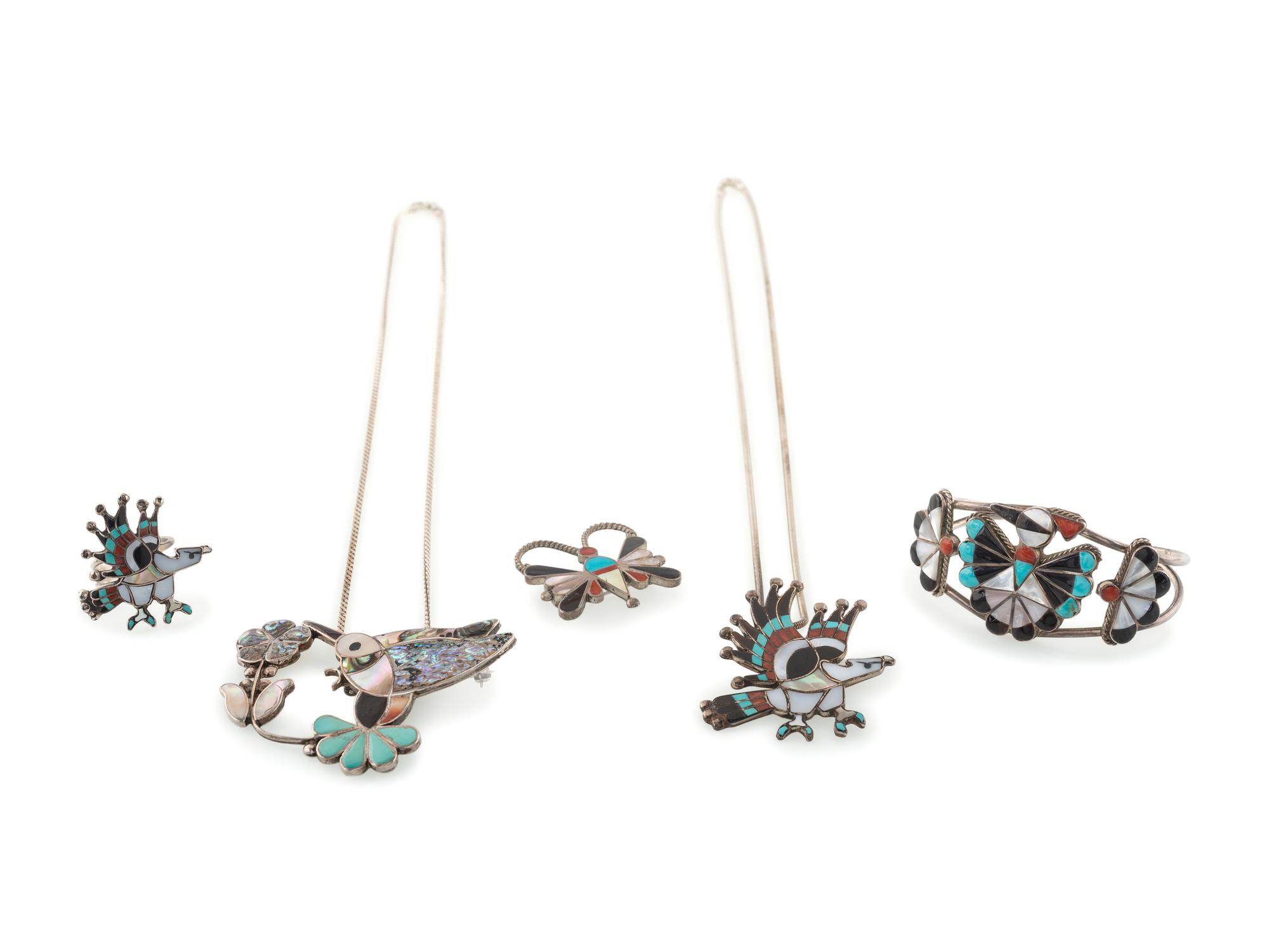 Zuni Channel Inlay Bird and Butterfly Jewelry