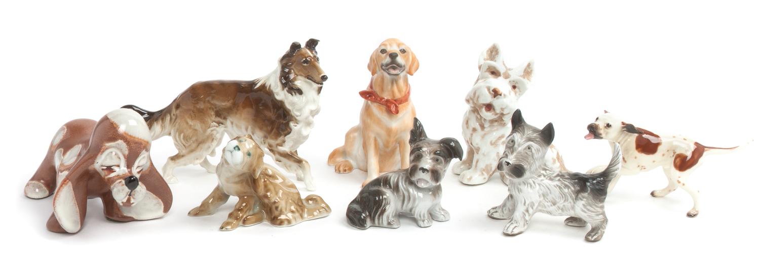 Eight Porcelain Dogs Width of widest 6 1/2 inches. — LATE 20TH CENTURY