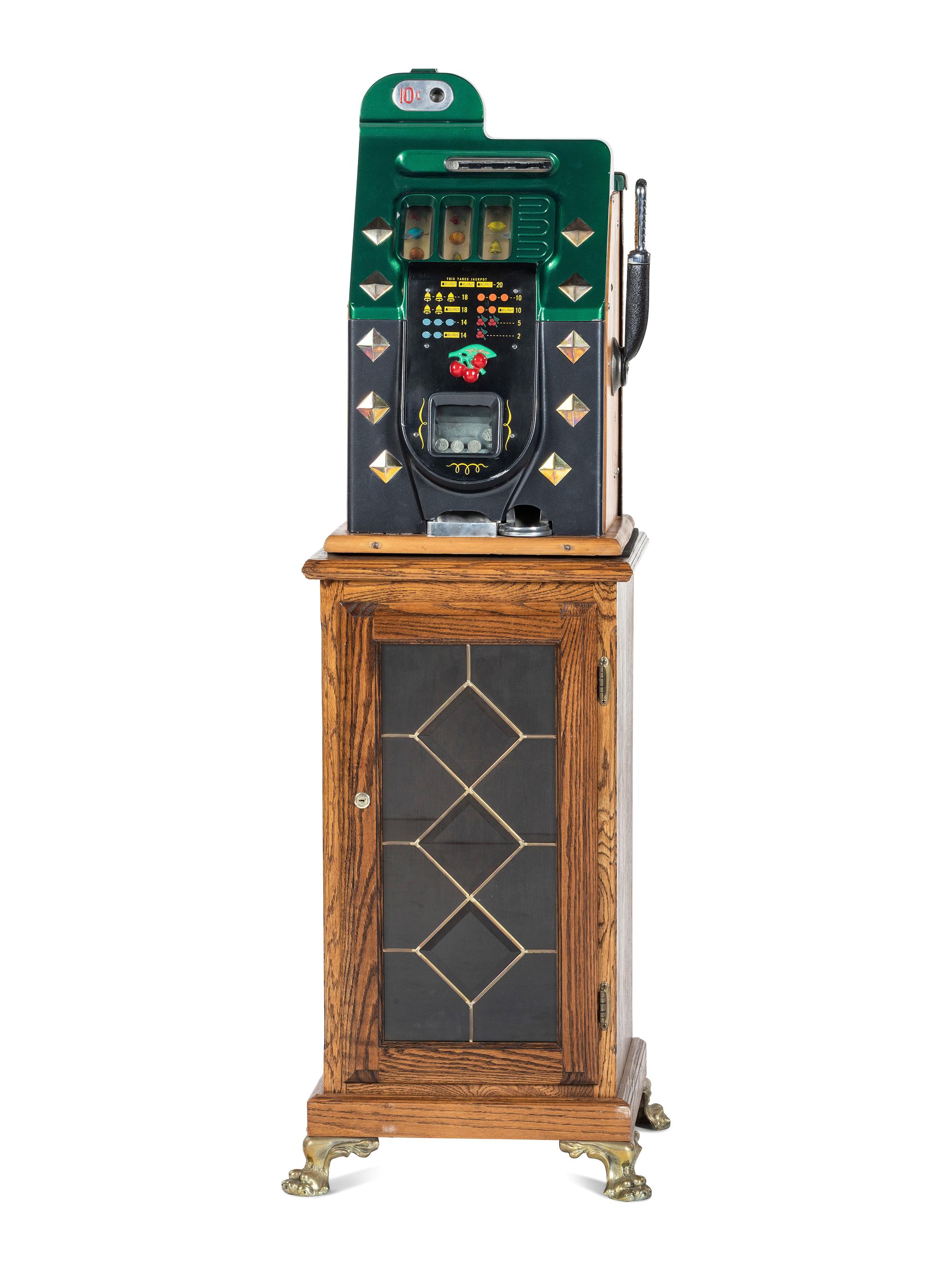 A Bell-Fruit-Gum 10 Cent Diamond Front Slot Machine