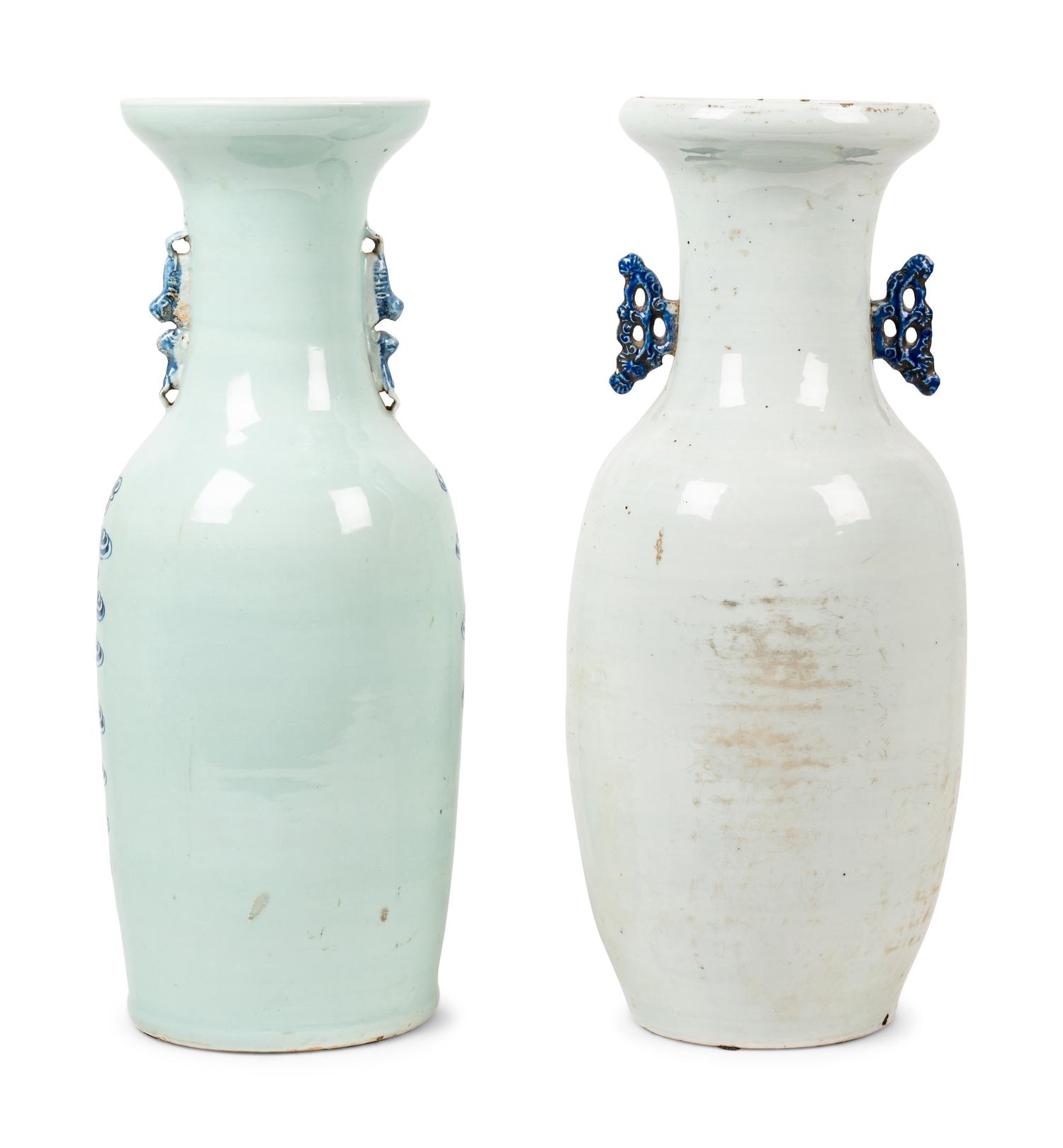 Two Chinese Blue and White Porcelain Baluster Vases