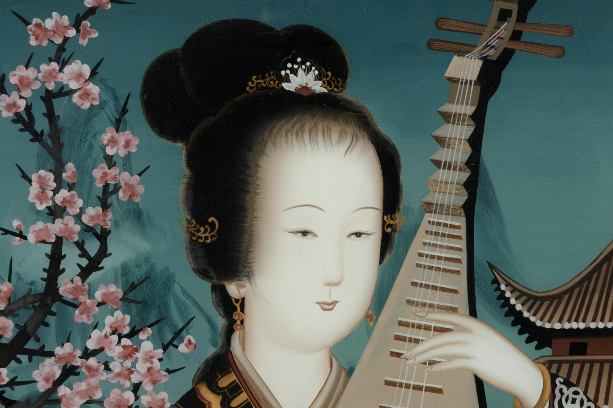 Two Chinese Export Glass Paintings