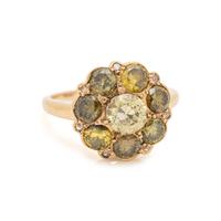 YELLOW GOLD AND COLORED DIAMOND RING