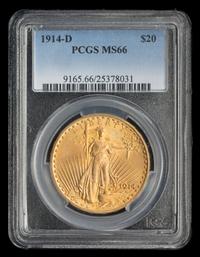A United States 1914-D St. Gaudens $20 Gold Coin