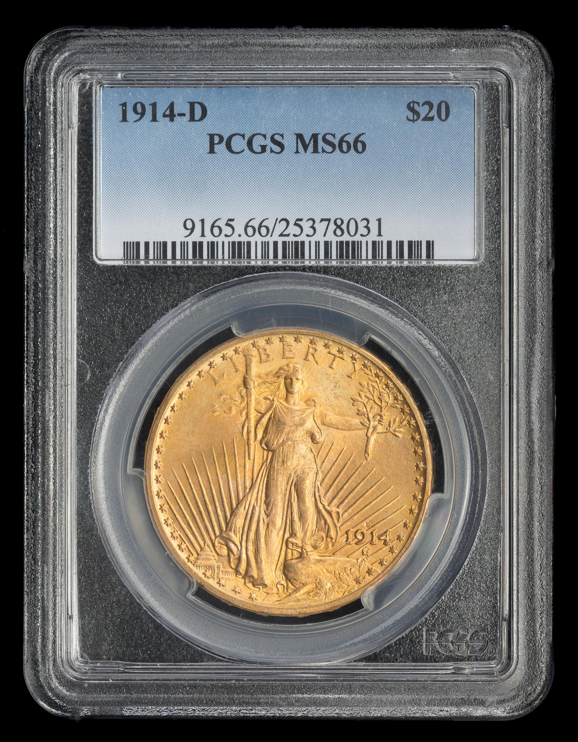 A United States 1914-D St. Gaudens $20 Gold Coin