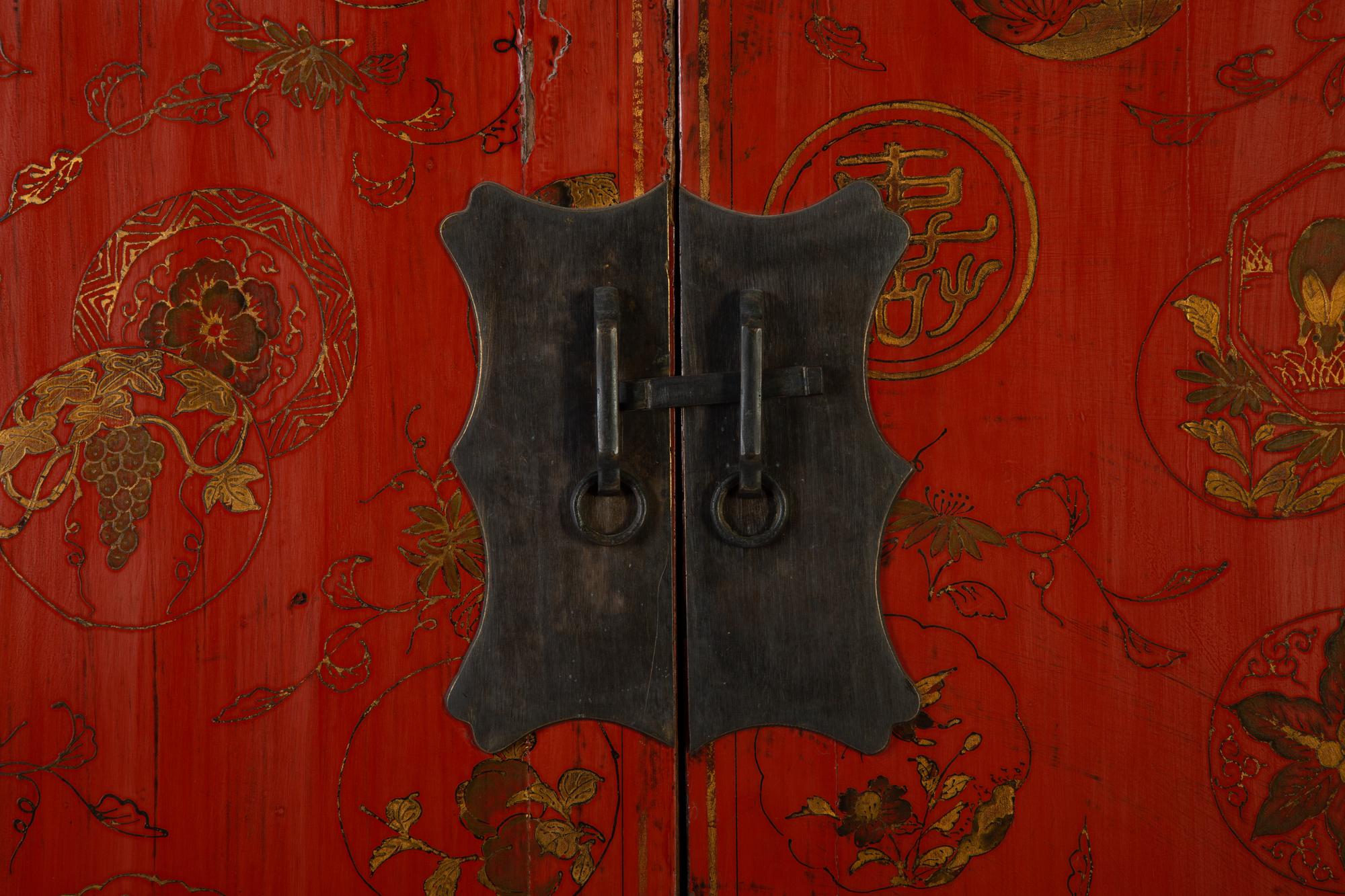 A Chinese Red Lacquer and Parcel Gilt Cabinet — 19TH/20TH CENTURY