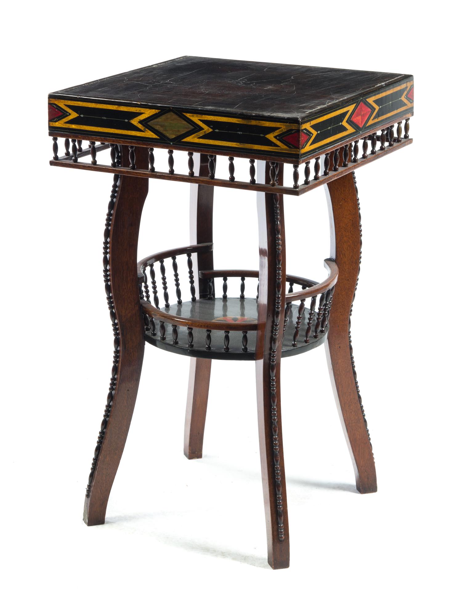 An American Painted and Ebonized Oak Side Table Height 30 x width 18 x depth 18 inches. — LIKELY LATE 19TH CENTURY