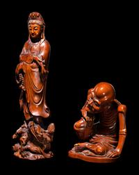 Three Chinese Carved Boxwood Figures