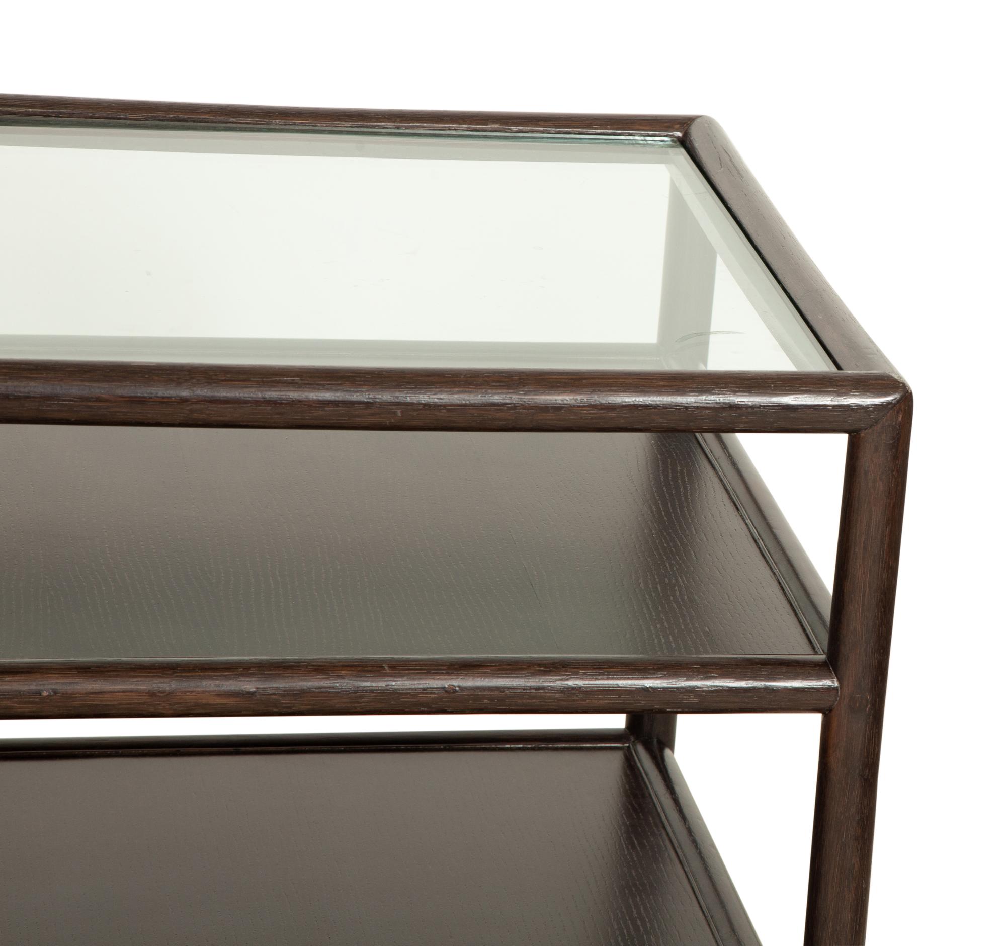 A Pair of Contemporary Glass Top Side Tables