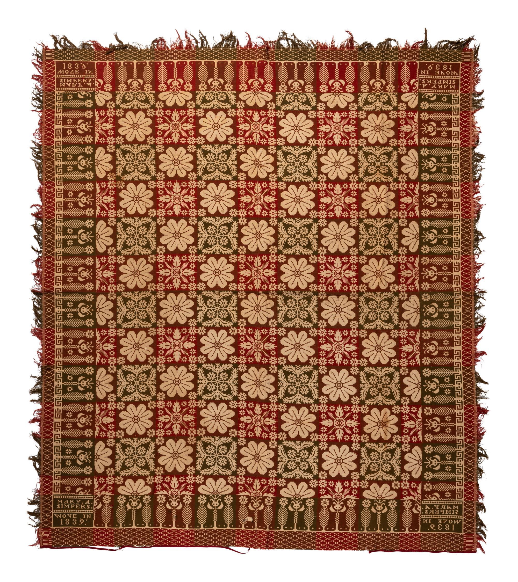 A Signed Woven Coverlet