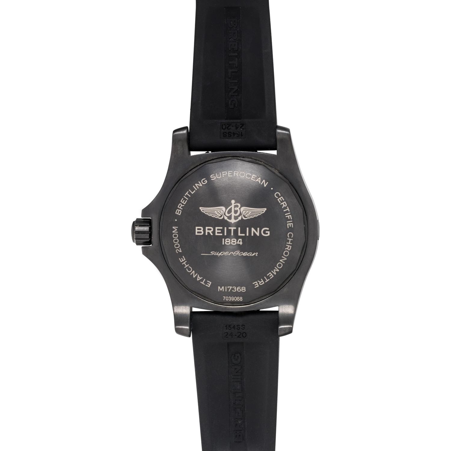 BREITLING, REF. M17638 BLACK STEEL 'SUPEROCEAN' WRISTWATCH