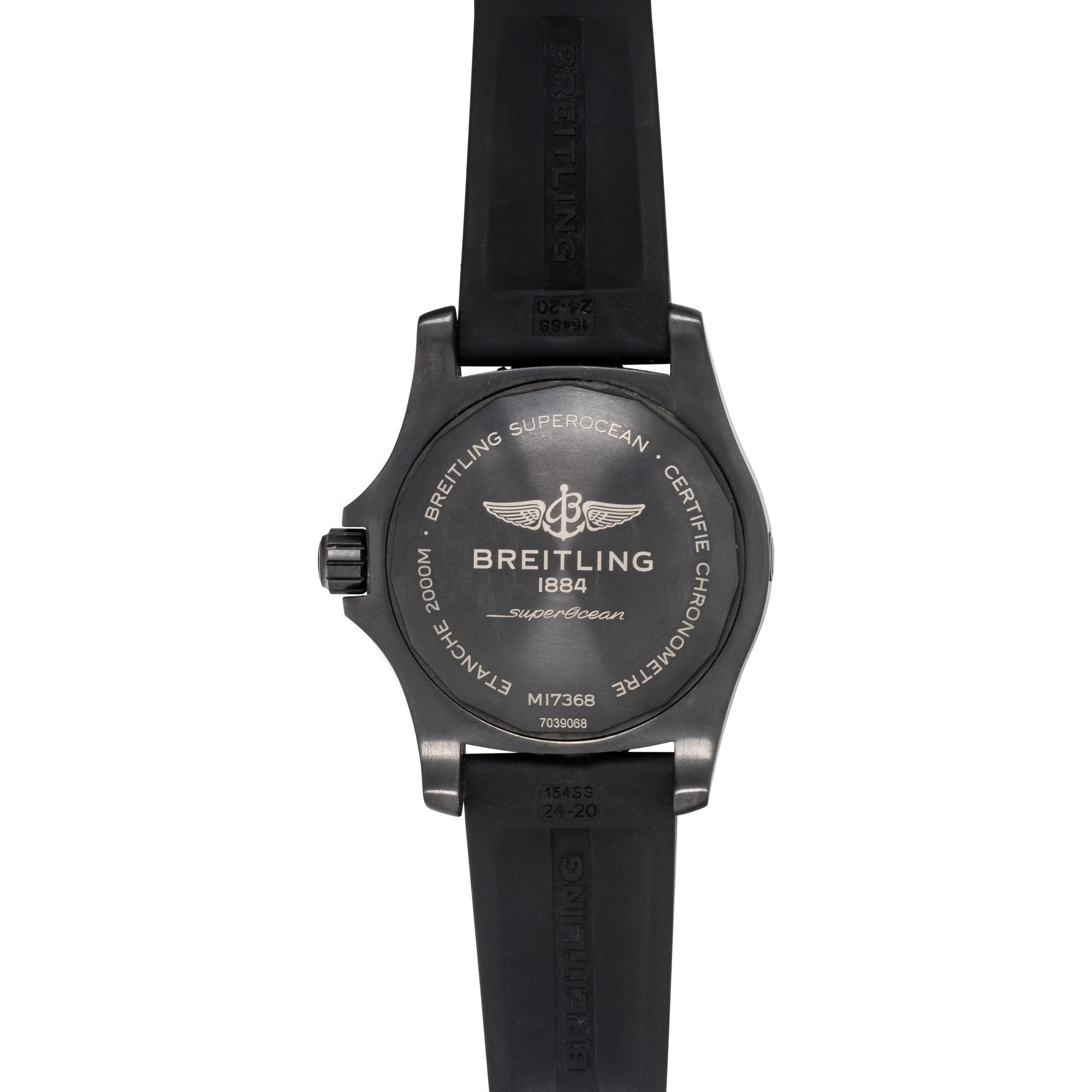 BREITLING, REF. M17638 BLACK STEEL 'SUPEROCEAN' WRISTWATCH