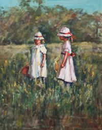Adeline A. Hoagland, (American, 20th century), Two Girls, 1988