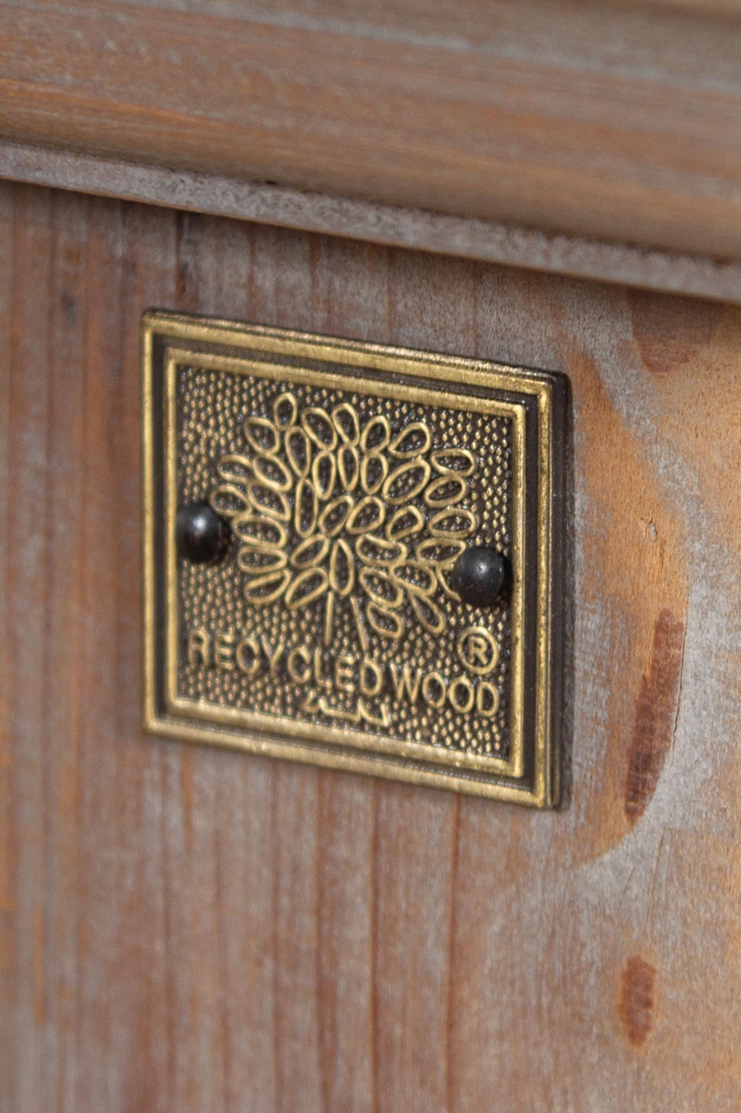 A Recycled Wood Display Cabinet with Glass-Front Drawers