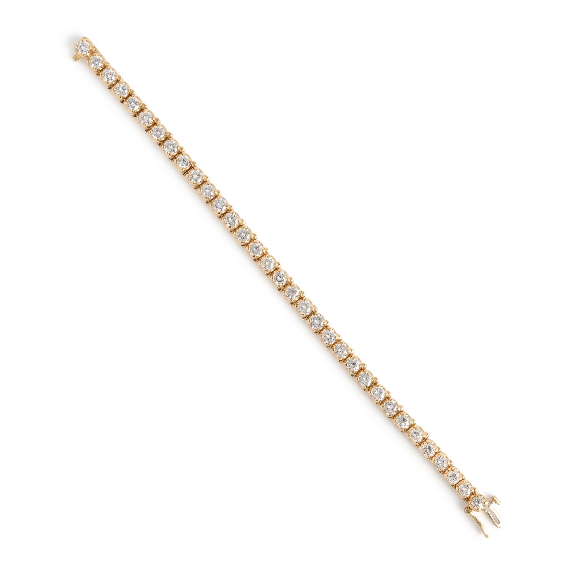 Diamond and Yellow Gold Line Bracelet