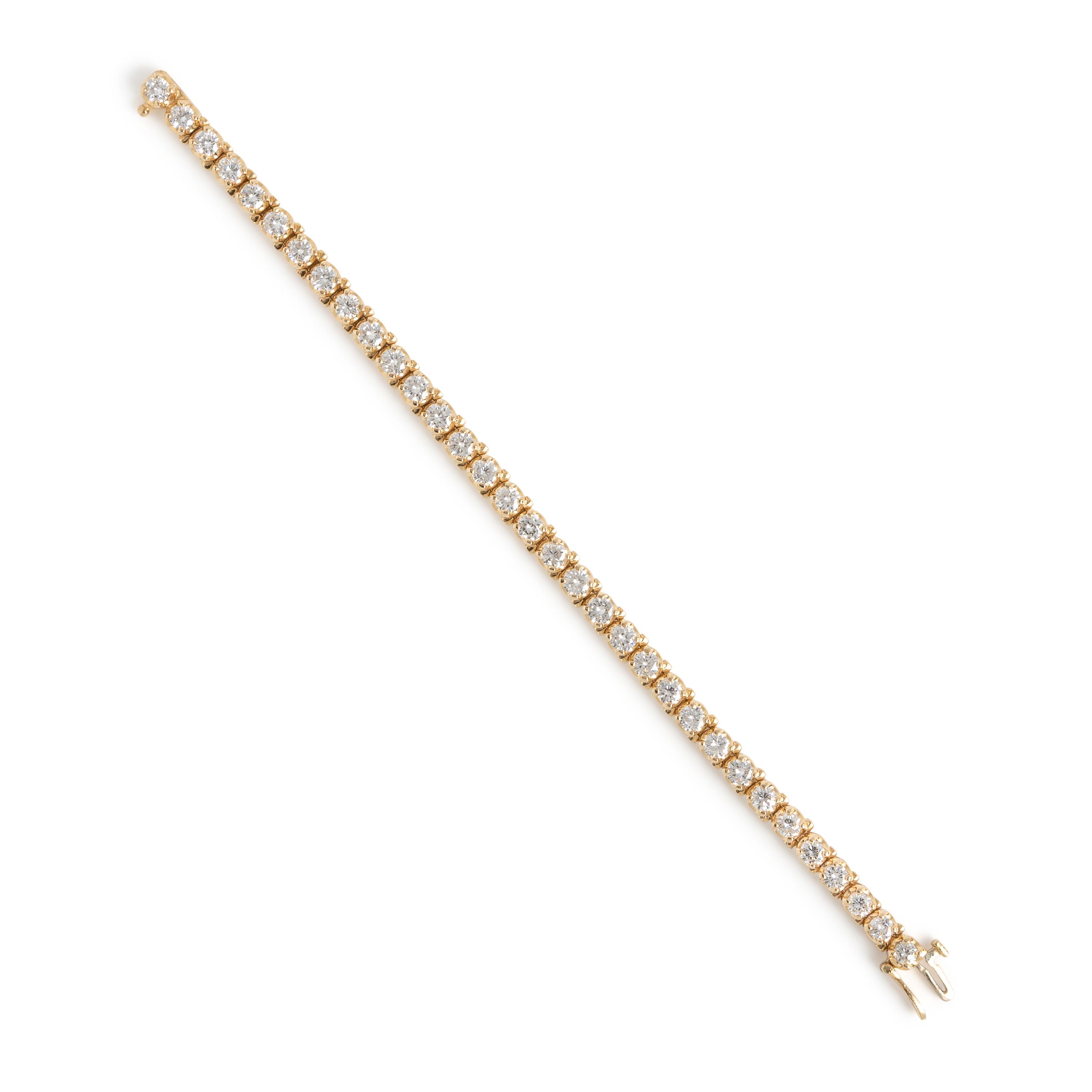 Diamond and Yellow Gold Line Bracelet
