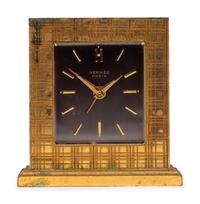 An Hermès Brass Desk Clock