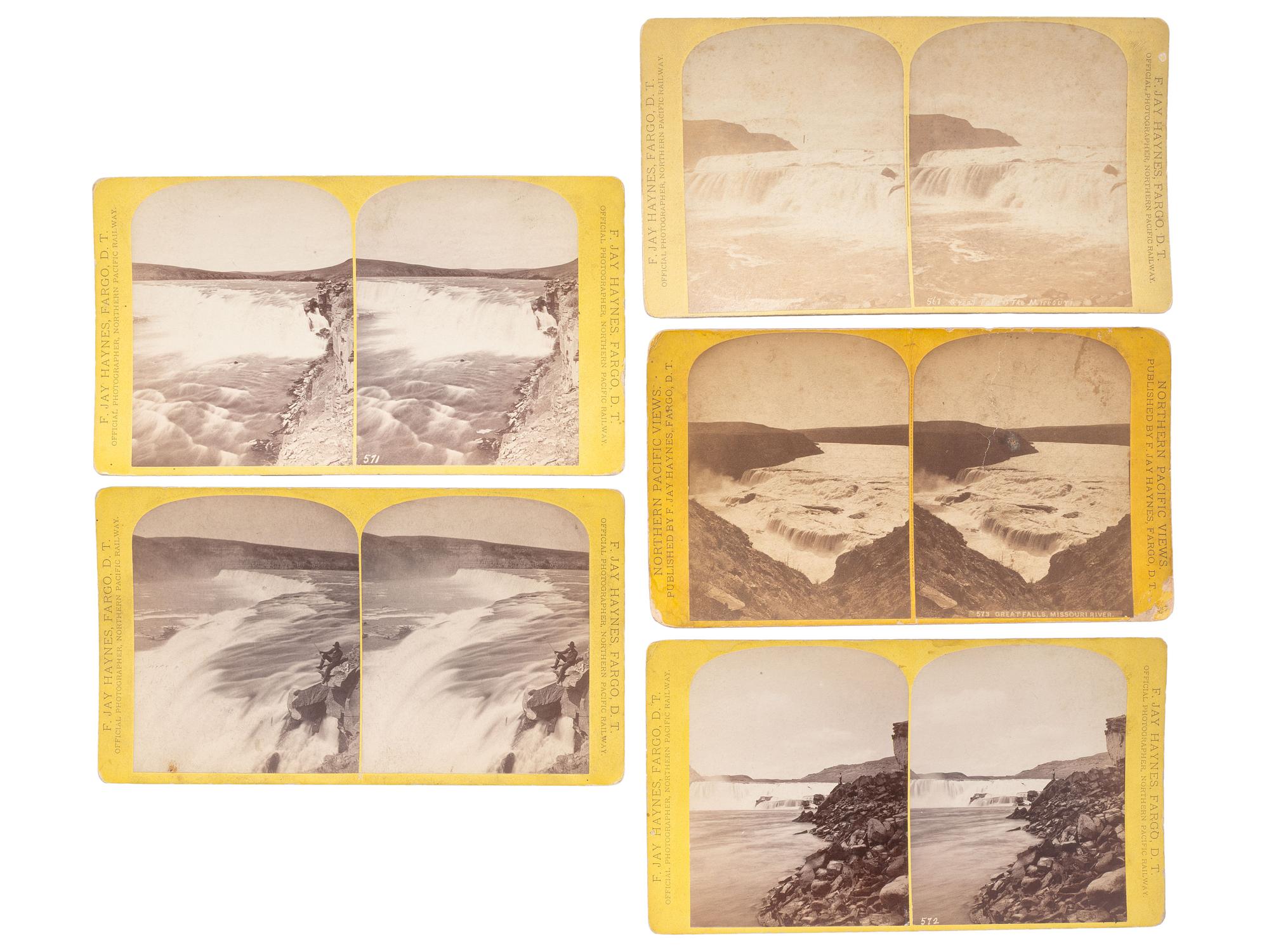 HAYNES, Frank J. (1853-1921), photographer. A group of 7 stereoviews highlighted by two self portraits of Haynes with his camera.