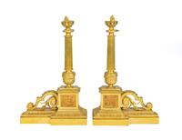 A Pair of Empire Style Gilt-Bronze Chenets — 19TH CENTURY