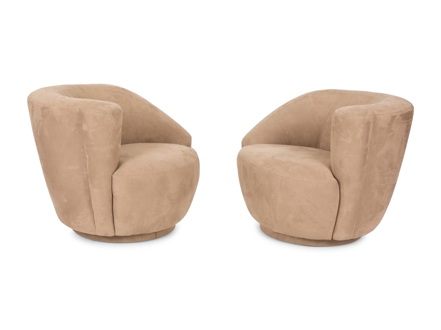 Pair of Nautilus or Cork Screw Swivel Lounge Chairs — LATE 20TH/EARLY 21ST CENTURY