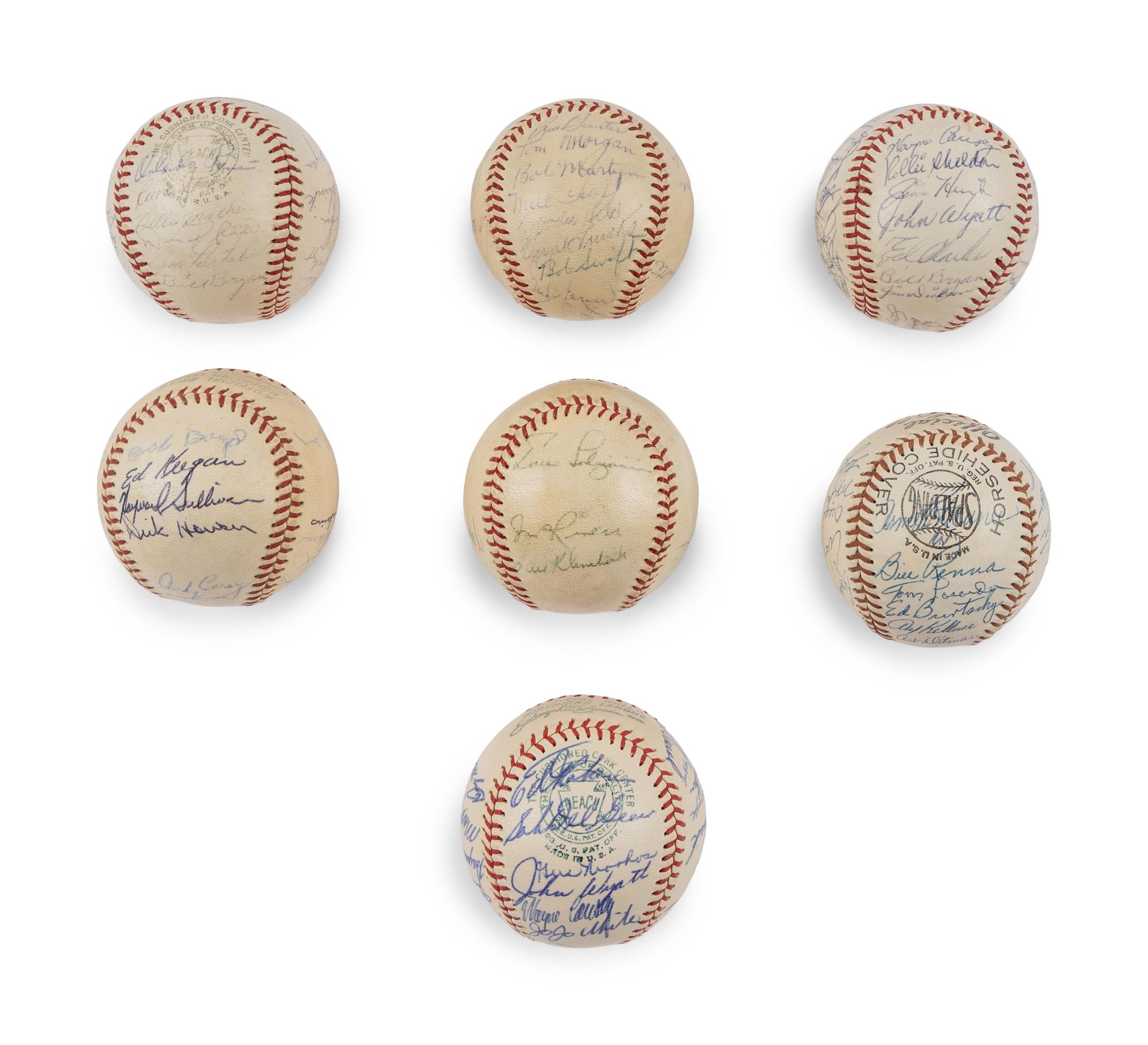 A Large Group of 1950s-60s Kansas City Athletics Team Signed Autograph Baseballs,