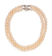 CULTURED PEARL AND DIAMOND NECKLACE SET