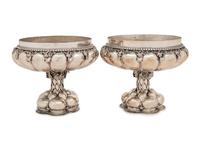A Pair of German Silver Compotes
