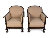A Pair of Georgian Style Upholstered Mahogany Armchairs — 20TH CENTURY