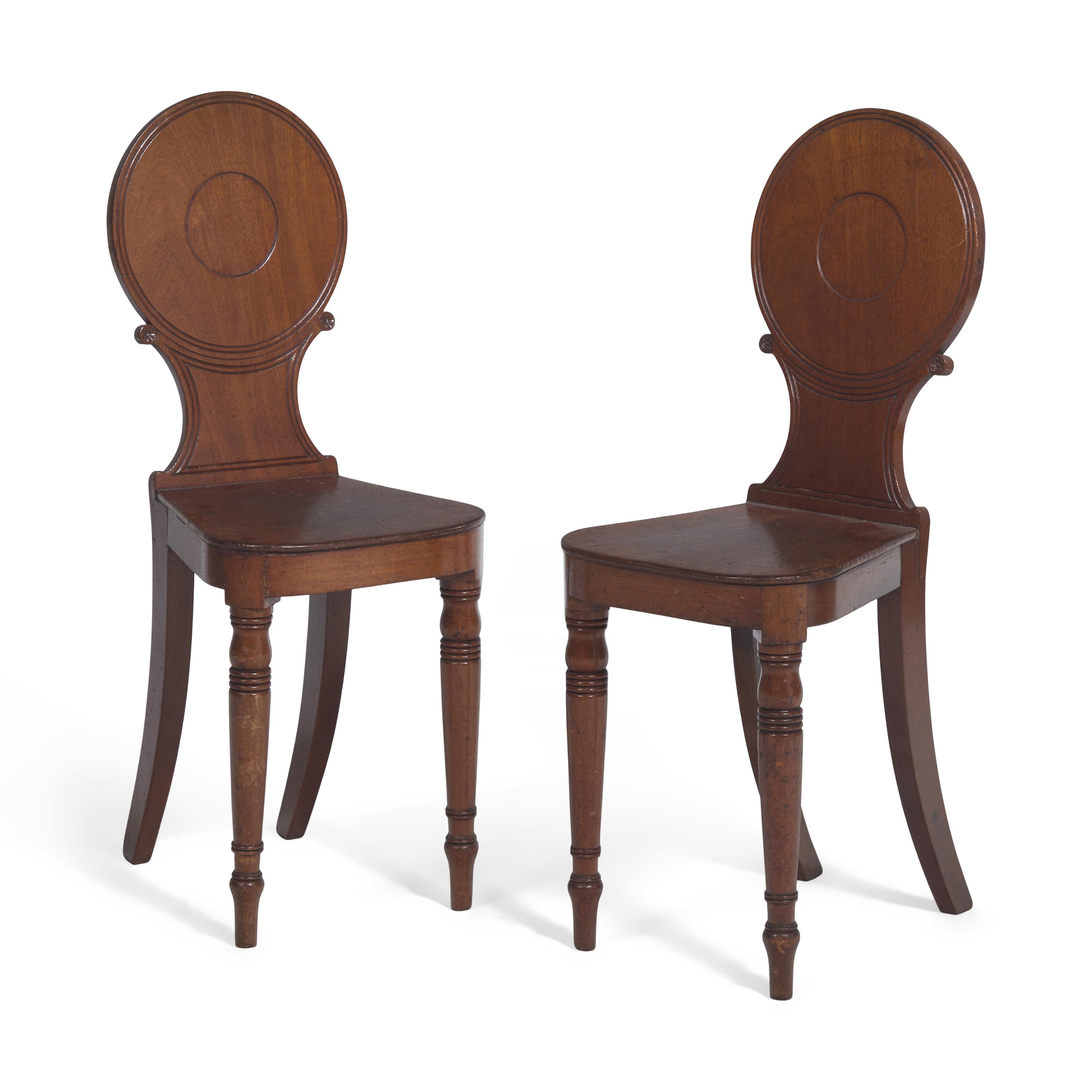 A Pair of Regency Mahogany Hall Chairs