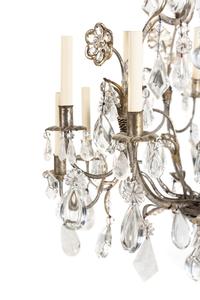 A Silvered Lead and Rock Crystal Twelve-Light Chandelier