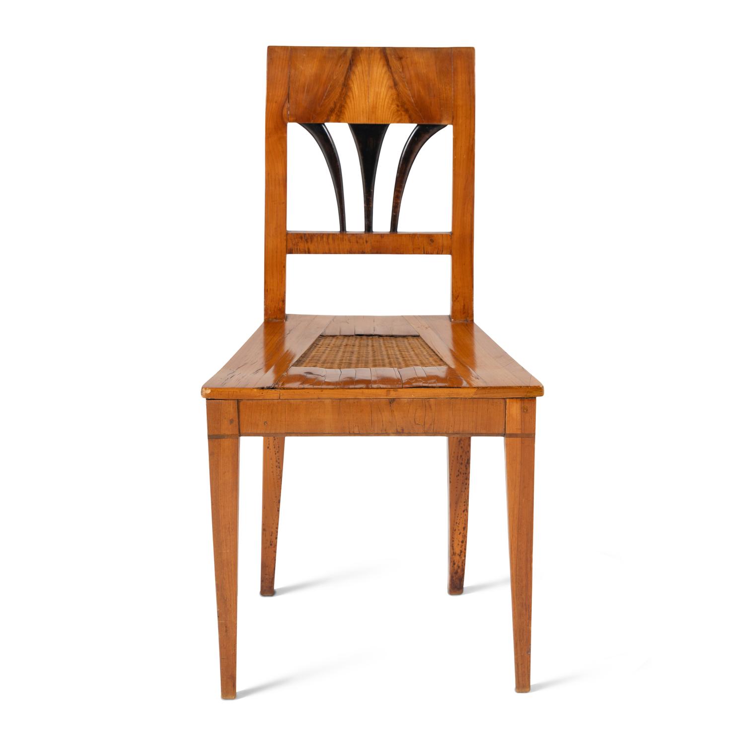 A Biedermeier Part Ebonized Cherrywood Side Chair