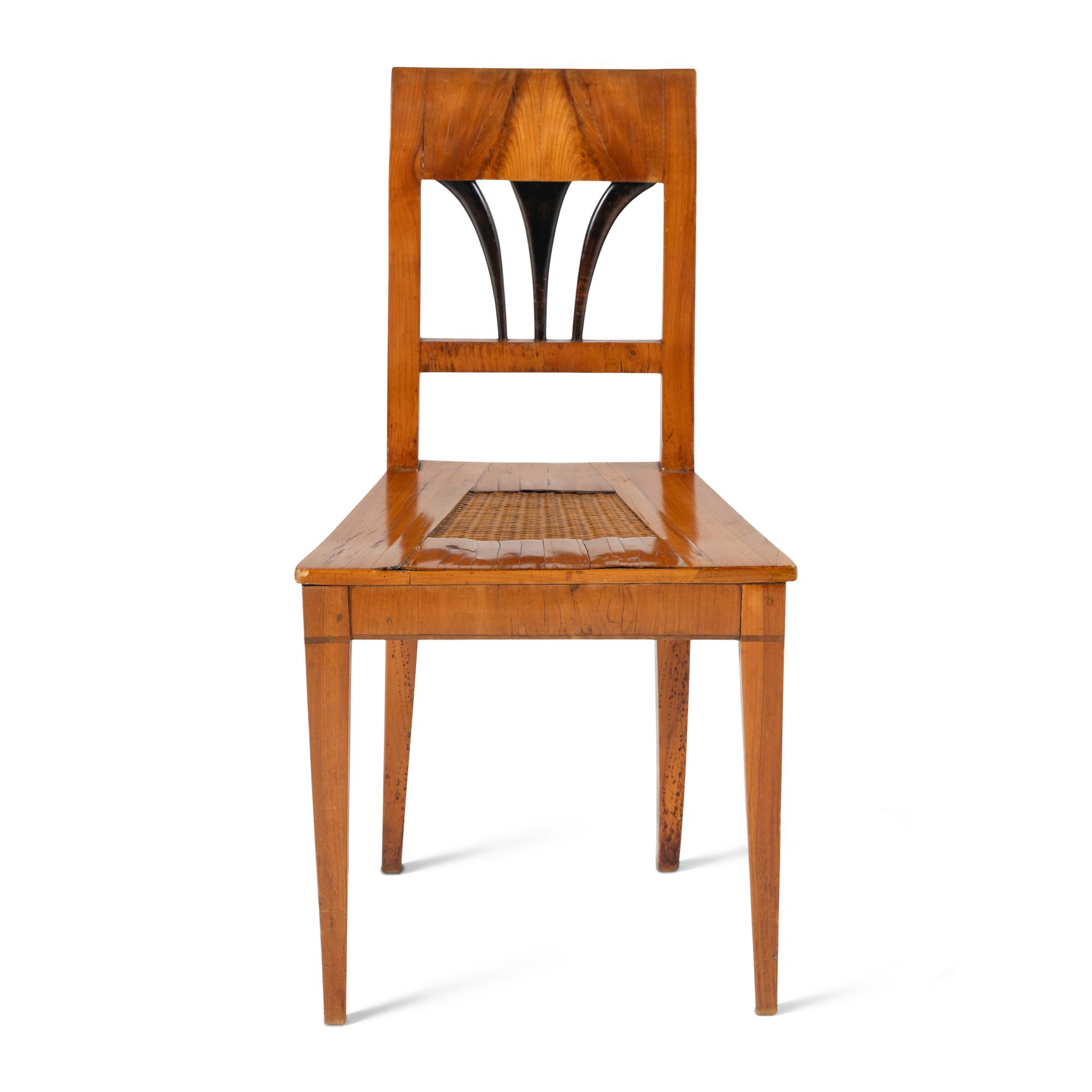 A Biedermeier Part Ebonized Cherrywood Side Chair