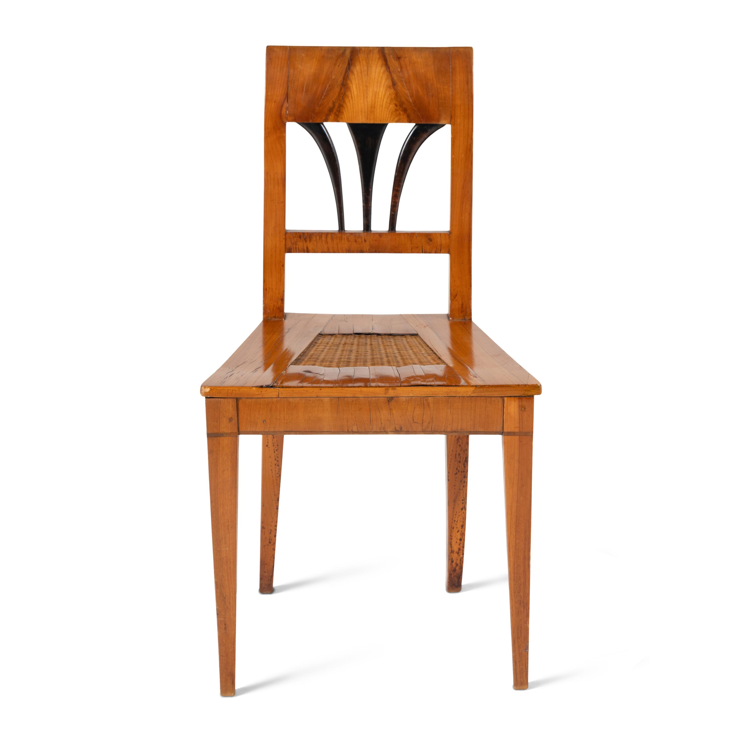 A Biedermeier Part Ebonized Cherrywood Side Chair