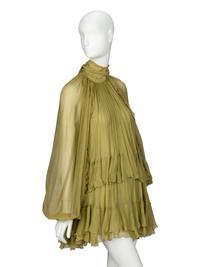 CHLOÉ, GREEN RUFFLE MINIDRESS
