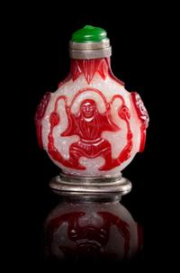 A Red Overlay Clear Glass Snuff Bottle Height 3 1/4 inches. — 19TH/EARLY 20TH CENTURY