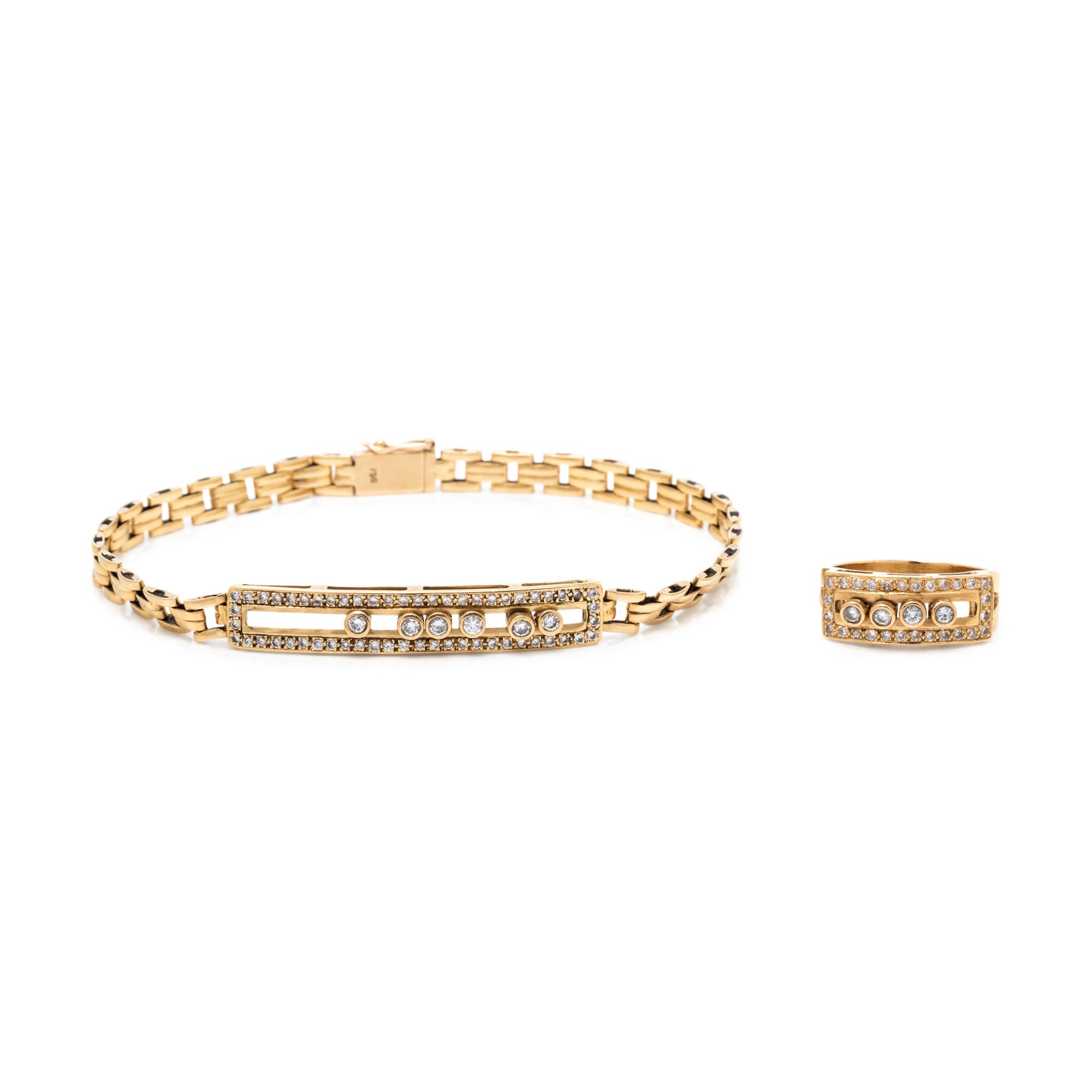 YELLOW GOLD AND SLIDING DIAMOND SET