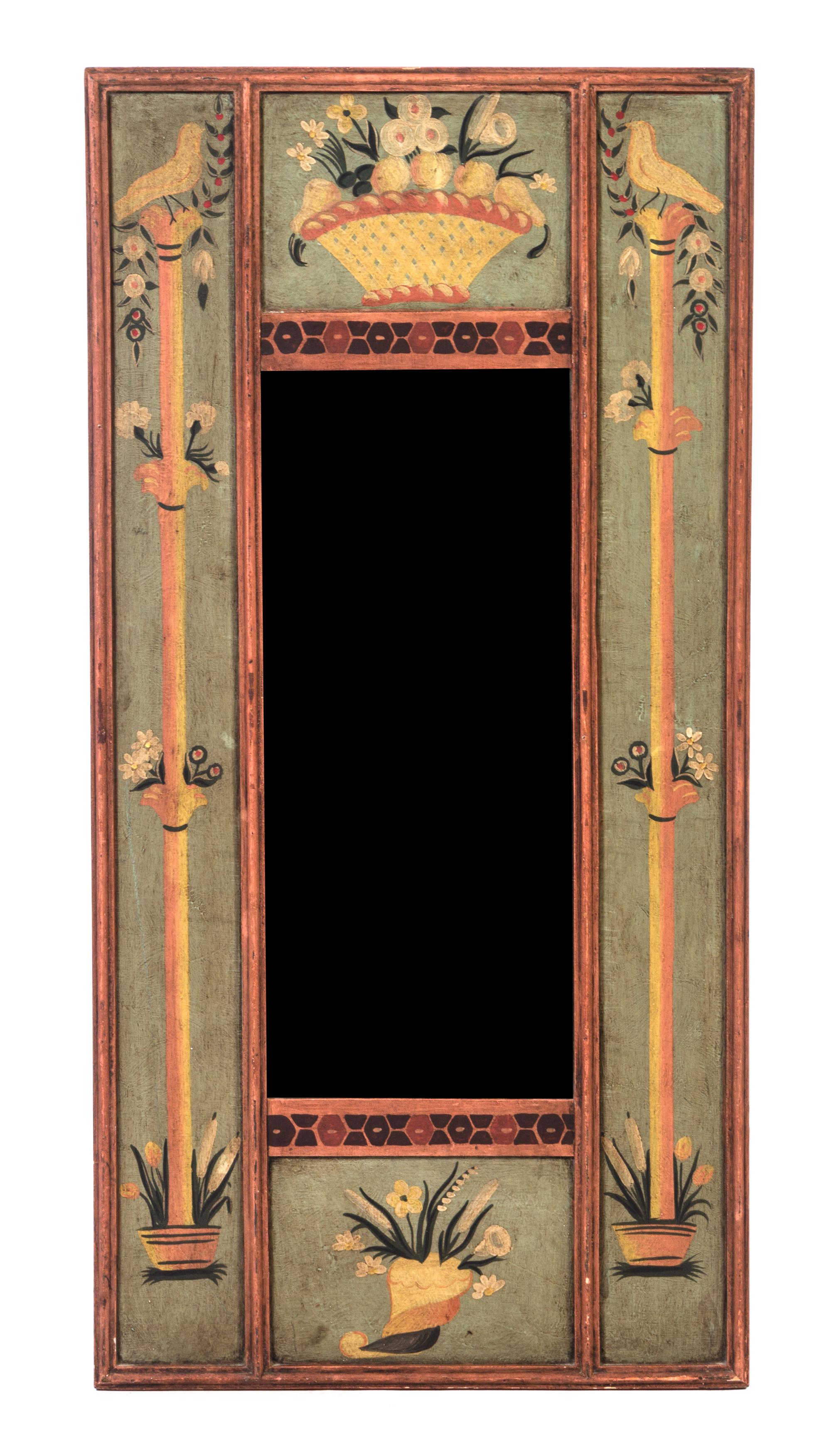 An American Painted Mirror Height 35 3/4 x width 17 3/4 inches. — 19TH CENTURY